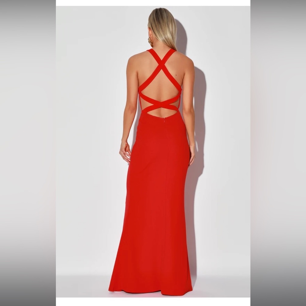LULUs Straight to the Heart Strappy Gown